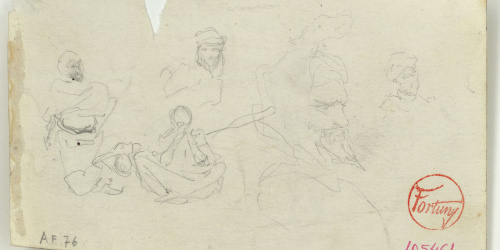 image for: Marià Fortuny - Marroquins (anvers) / Croquis de marroquins (revers) - Cap a 1860-1862