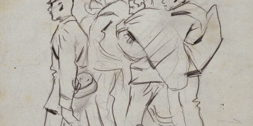 image for: Ramon Casas - Els reclutes. Estudi per al quadre «Embarcament de tropes» - 1896