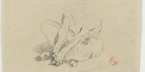 image for: Marià Fortuny - Estudi per al gravat «Àrab vetllant el cadàver del seu amic» - Cap a 1866