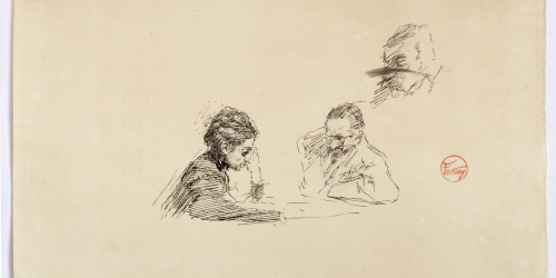 image for: Marià Fortuny - Bust de dona i bust d'home (anvers) / Cap d'home (revers) - Cap a 1867-1872