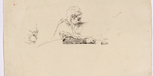 image for: Marià Fortuny - Esbós de cap masculí i bust de figura femenina - Cap a 1867-1872