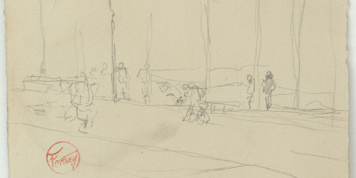 image for: Marià Fortuny - Esbós de figures en un passeig - Cap a 1867-1874