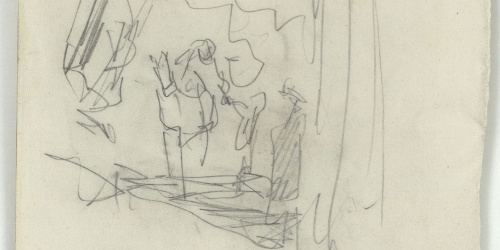 image for: Marià Fortuny - Croquis d&#039;un genet a cavall i una altra figura - Cap a 1867-1872