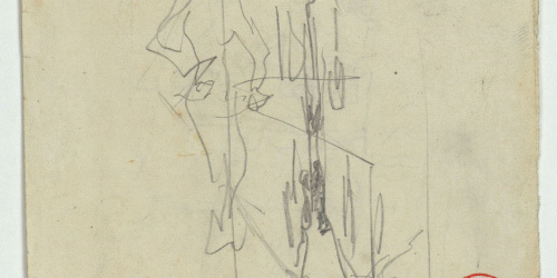 image for: Marià Fortuny - Croquis de figura (anvers) / Croquis d&#039;una llotja (revers) - Cap a 1863-1867