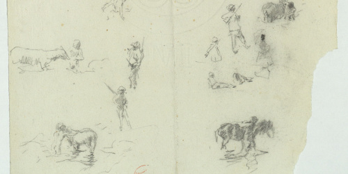 image for: Marià Fortuny - Figures i cavalls a la platja - Cap a 1874