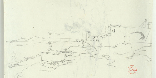 image for: Marià Fortuny - Estudi per al quadre «Platja de Portici» (anvers) / Estudi per al quadre «Platja de Portici» (revers) - Cap a 1874