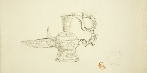 image for: Marià Fortuny - Llàntia d'estil musulmà (anvers) / Planta florida (revers) - Cap a 1870-1872