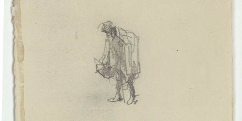 image for: Marià Fortuny - Esbós d'home vell (anvers) / Croquis de figures (revers) - Cap a 1871