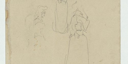 image for: Marià Fortuny - Croquis de figures femenines (anvers) / Croquis de bust femení (revers) - Cap a 1871