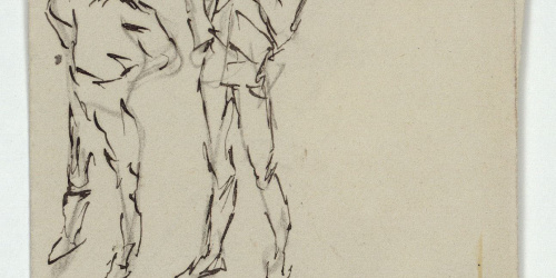 image for: Marià Fortuny - Figures masculines (anvers) / Croquis de bustos (revers) - Cap a 1871