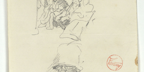 image for: Marià Fortuny - Figures assegudes i cap masculí - Cap a 1863-1866