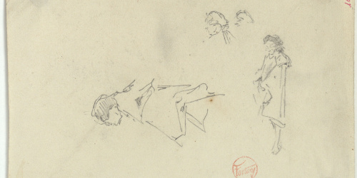 image for: Marià Fortuny - Esbós i detalls de figura masculina - Cap a 1870-1872