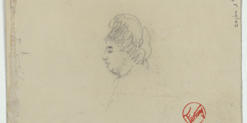 image for: Marià Fortuny - Cap femení (anvers) / Croquis de figura (revers) - Cap a 1867-1872