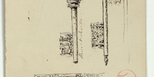 image for: Marià Fortuny - Claus de Sevilla i vas (anvers) / Croquis inconcret (revers) - Cap a 1867-1872