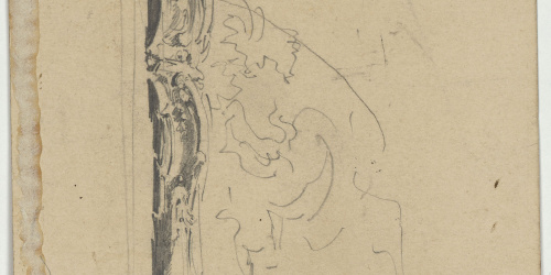 image for: Marià Fortuny - Detall de motiu ornamental d&#039;estil rococó (anvers) / Estudi per al quadre «El col·leccionista d&#039;estampes» (revers) - Cap a 1863-1867