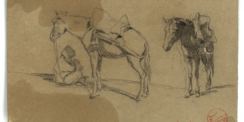 image for: Marià Fortuny - Marroquí i mules - Cap a 1860-1862