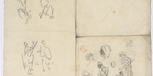 image for: Marià Fortuny - Croquis de músics i pierrots - Cap a 1863-1866
