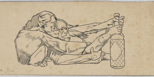 image for: Alexandre de Riquer - Projecte per a un cartell d&#039;«Anís del mono» - Cap a 1897
