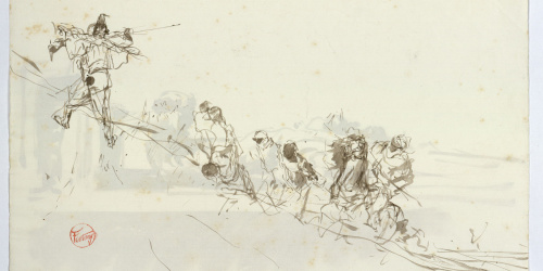 image for: Marià Fortuny - Estudi per al quadre «Àrabs pujant un turó» (anvers) / Atlant (revers) - Cap a 1862-1864