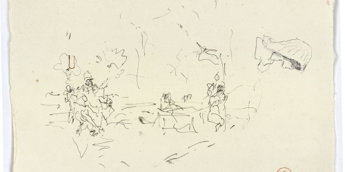 image for: Marià Fortuny - Croquis inconcret i cap femení - Cap a 1870-1872