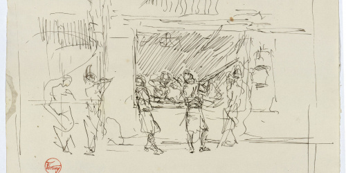 image for: Marià Fortuny - Estudi per a l&#039;aquarel·la «El venedor de tapissos» - Cap a 1870