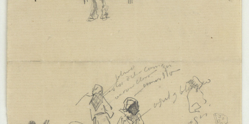 image for: Marià Fortuny - Cavall junyit a un carro i figures femenines - Cap a 1867-1872