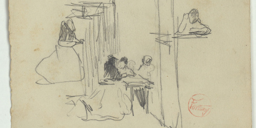 image for: Marià Fortuny - Croquis de figures en un interior - Cap a 1867-1872