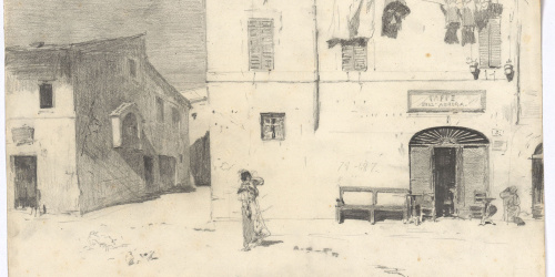 image for: Marià Fortuny - Carrer de Roma amb figures - Cap a 1863-1866