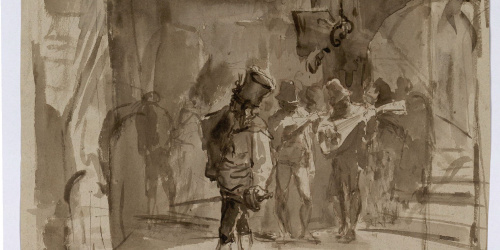image for: Marià Fortuny - Estudi per al gravat «Ronda nocturna» (anvers) / Estudi per al gravat «Ronda nocturna» (revers) - Cap a 1863-1865