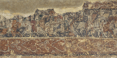 image for: Anònim. Aragó - Pintures profanes de Sixena: Soldats defensant un castell i cavalcada de cavallers - Cap a 1200