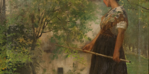 image for: Joan Llimona - Noia pescant - Cap a 1890