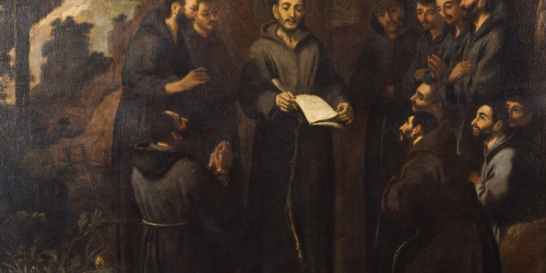 Antoni Viladomat - Sant Francesc llegeix als seus companys la nova regla del seu orde - Cap a 1729-1733 image for: Antoni Viladomat - Sant Francesc llegeix als seus companys la nova regla del seu orde - Cap a 1729-1733