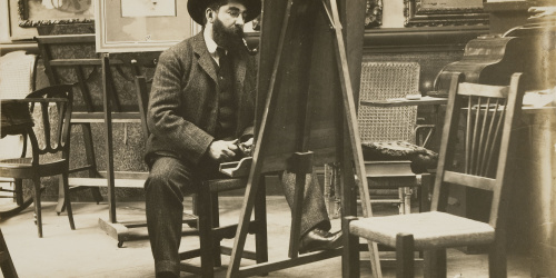 image for: Francesc Serra Dimas - Retrat de Ramon Casas al seu taller - Cap a 1905