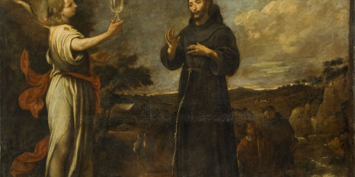 image for: Antoni Viladomat - Aparició d&#039;un àngel a Sant Francesc per mostrar-li la puresa del sacerdoci - Cap a 1729-1733