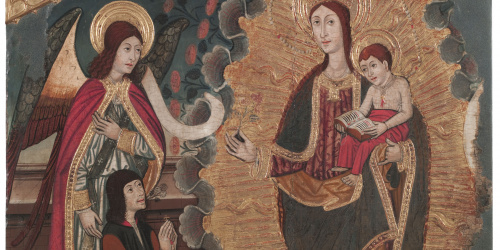 image for: Mestre de Vielha (Bartomeu Garcia [?]) - Aparició de la Mare de Déu del Roser al cavaller de Colònia - Cap a 1500