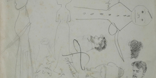 image for: Alexandre de Riquer - Apunt de figures i caps - Cap a 1878-1879