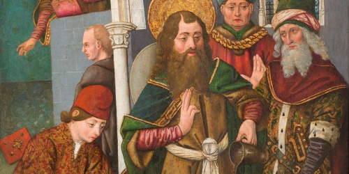 image for: Martín Bernat - Sant Jaume el Major bateja el mag Hermògenes - Cap a 1480-1490