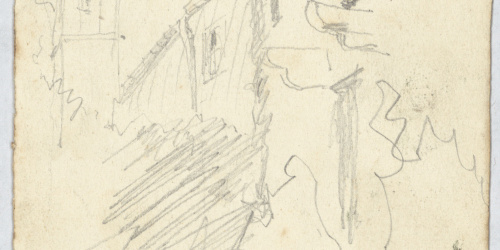 image for: Antoni Caba - Vista de carrer (anvers) / Estudi de figures (revers) - Cap a 1860-1870