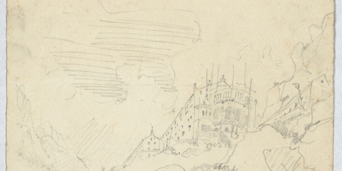 image for: Antoni Caba - Apunts de Montserrat (anvers) / Croquis de la muntanya de Montserrat [?] (revers) - Cap a 1860-1870