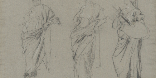 image for: Antoni Caba - La Pintura i l'Arquitectura. Estudis de figures al·legòriques per a la pintura «La Pau» - Cap a 1876