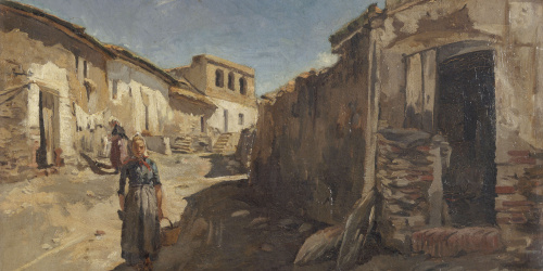 Francesc Gimeno - Carrer de poble - 1888 image for: Francesc Gimeno - Carrer de poble - 1888