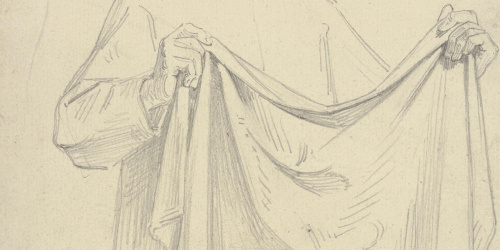 image for: Claudi Lorenzale - Dona amb un drap a les mans (anvers) / Estructura arquitectònica (revers) - Cap a 1850-1870