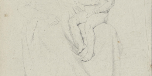 image for: Claudi Lorenzale - Dona amb un nen nu a la seva falda - Cap a 1850-1870
