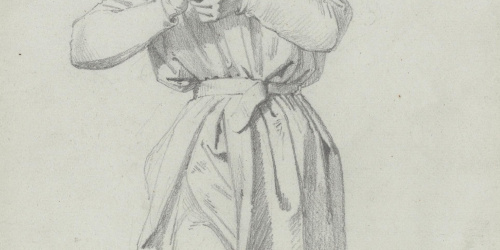 image for: Claudi Lorenzale - Jove amb una brusa curta cenyida per un cinturó - Cap a 1860-1880