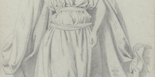 image for: Claudi Lorenzale - Estudi de draperia d'un àngel [?] - Cap a 1850-1870