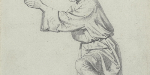image for: Claudi Lorenzale - Estudi de cavaller medieval per al quadre «Mort del rei Pere III a Vilafranca» - Cap a 1870