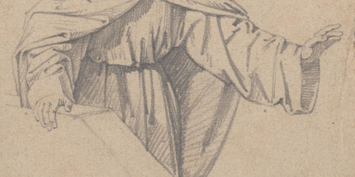 Claudi Lorenzale - Home amb indumentària medieval pujant l'escala - Cap a 1850-1870 image for: Claudi Lorenzale - Home amb indumentària medieval pujant l'escala - Cap a 1850-1870
