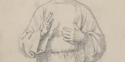 Claudi Lorenzale - Figura masculina en actitud de beneir - Cap a 1850-1870 image for: Claudi Lorenzale - Figura masculina en actitud de beneir - Cap a 1850-1870