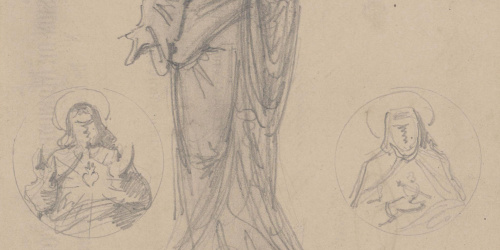 Claudi Lorenzale - Santa Mònica i altres estudis figuratius - Cap a 1868 image for: Claudi Lorenzale - Santa Mònica i altres estudis figuratius - Cap a 1868