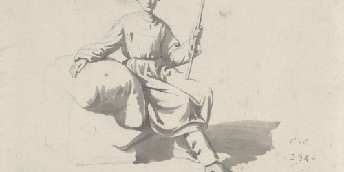 Claudi Lorenzale - Home assegut amb una llarga brusa - Cap a 1850-1870 image for: Claudi Lorenzale - Home assegut amb una llarga brusa - Cap a 1850-1870